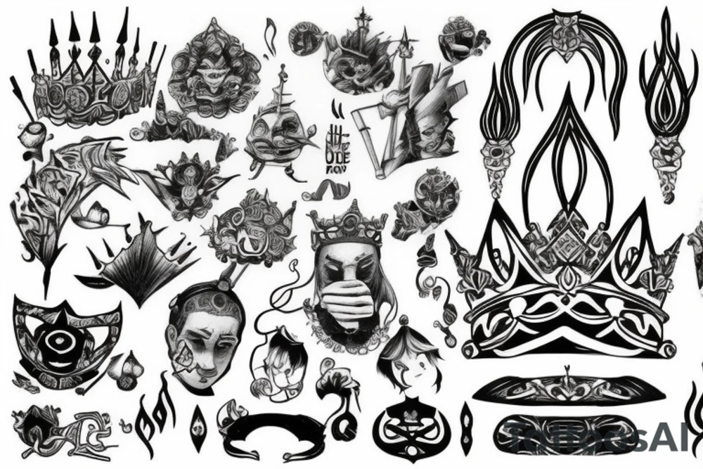 goriila crown trident tattoo idea