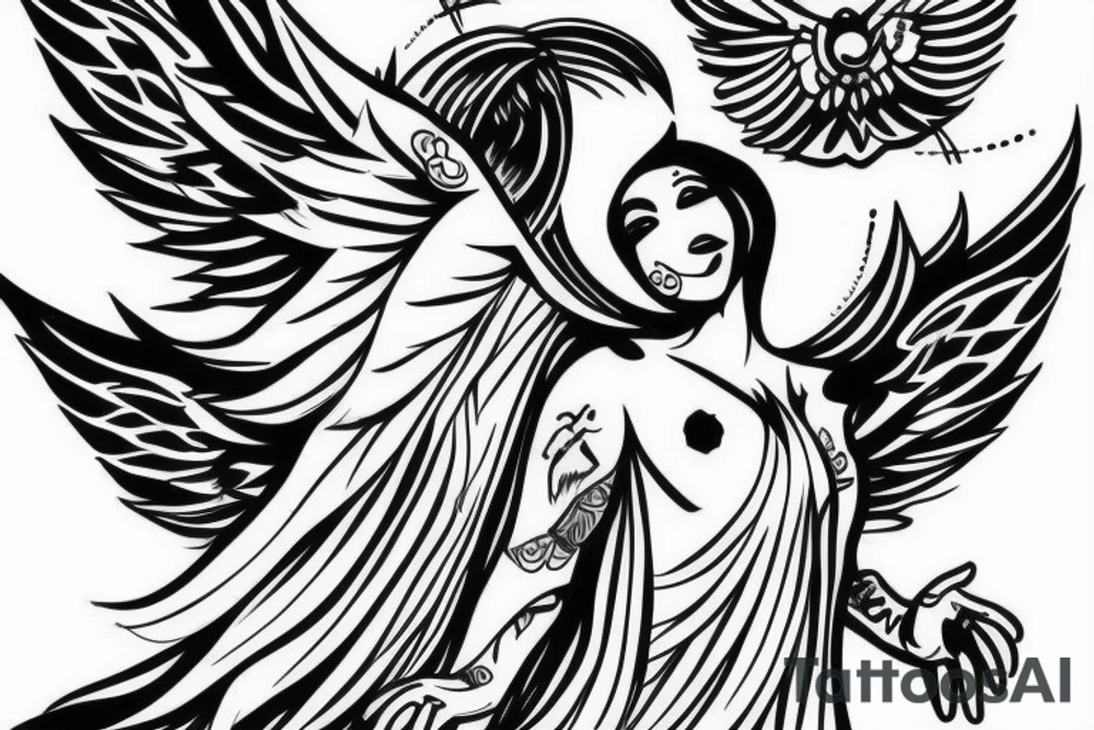 Angel going up to heaven, arm tattoo tattoo idea