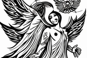 Angel going up to heaven, arm tattoo tattoo idea