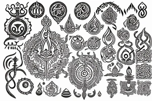om, shiv trident, rudrash, happiness, prosperity, travel, energy, wealth tattoo idea