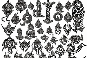 om, shiv trident, rudrash, happiness, prosperity, travel, energy, wealth tattoo idea