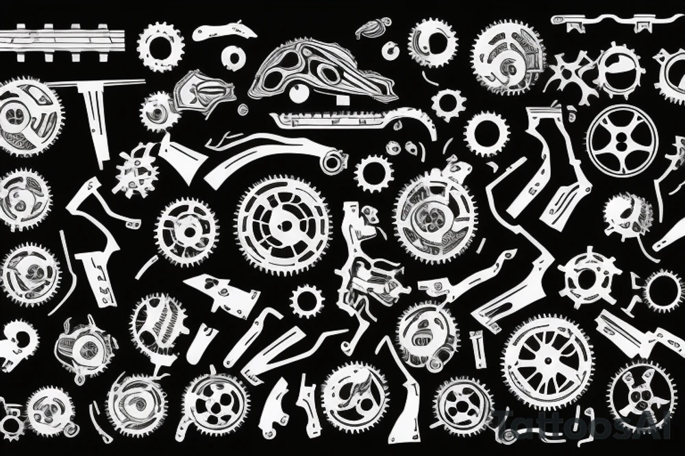 A planet of gear with a red flag on it tattoo idea