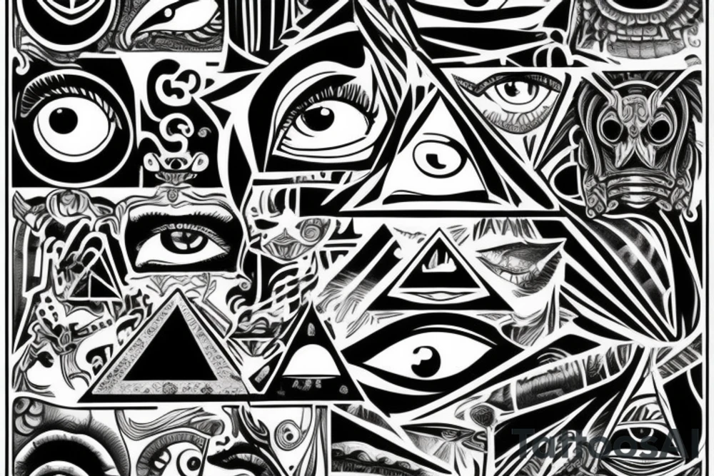 eye, pyramid, number six tattoo idea