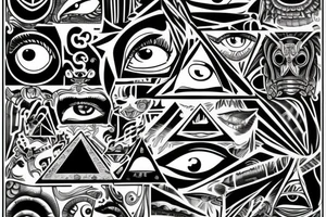 eye, pyramid, number six tattoo idea