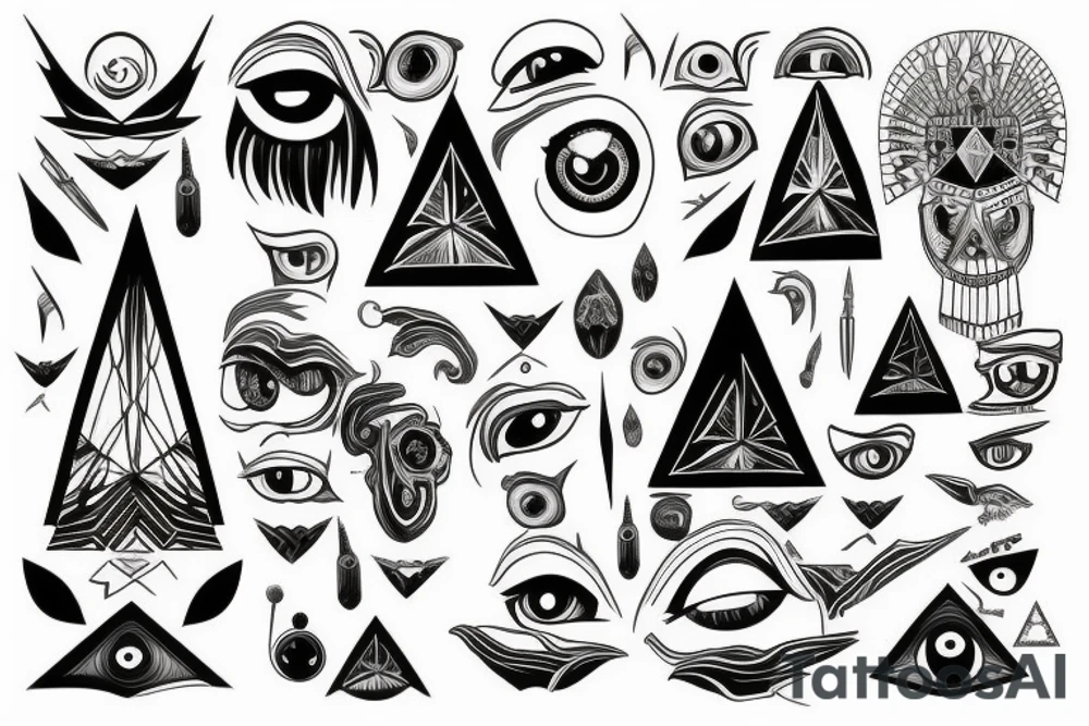 eye, pyramid and number six tattoo idea