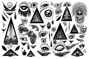 eye, pyramid and number six tattoo idea