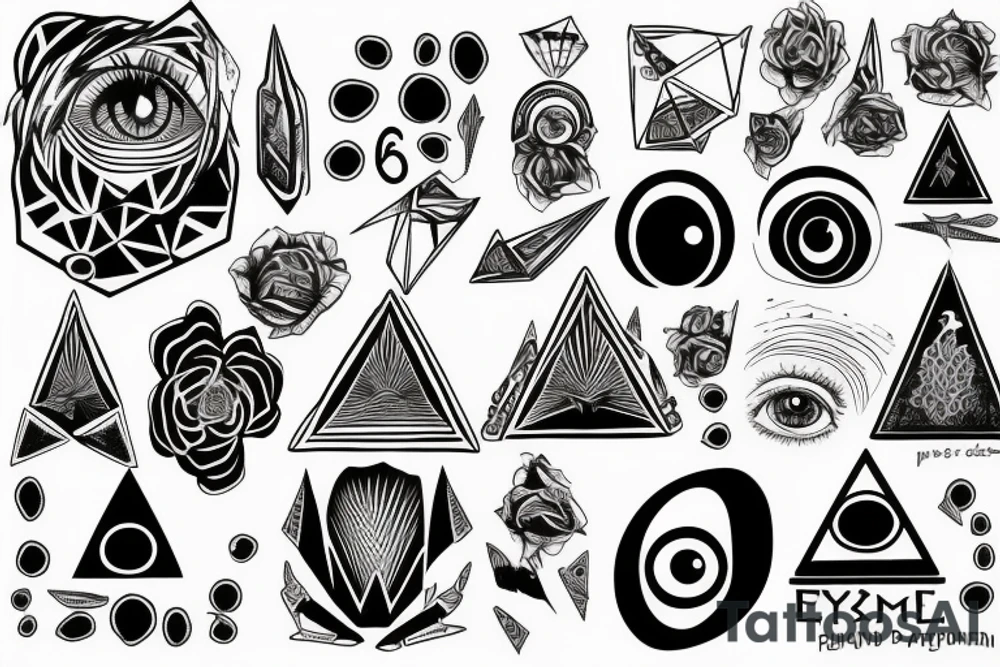 eye, pyramid and number six tattoo idea