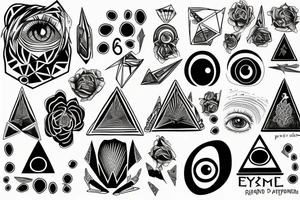 eye, pyramid and number six tattoo idea