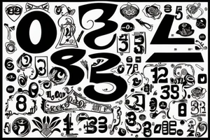 Black tatoo with numbers using 1, 2 and 6 tattoo idea