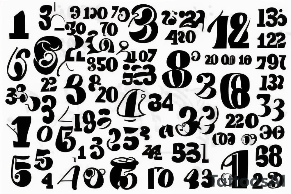 Black tatoo with numbers using 1, 2 and 6 tattoo idea