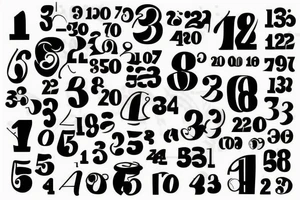 Black tatoo with numbers using 1, 2 and 6 tattoo idea