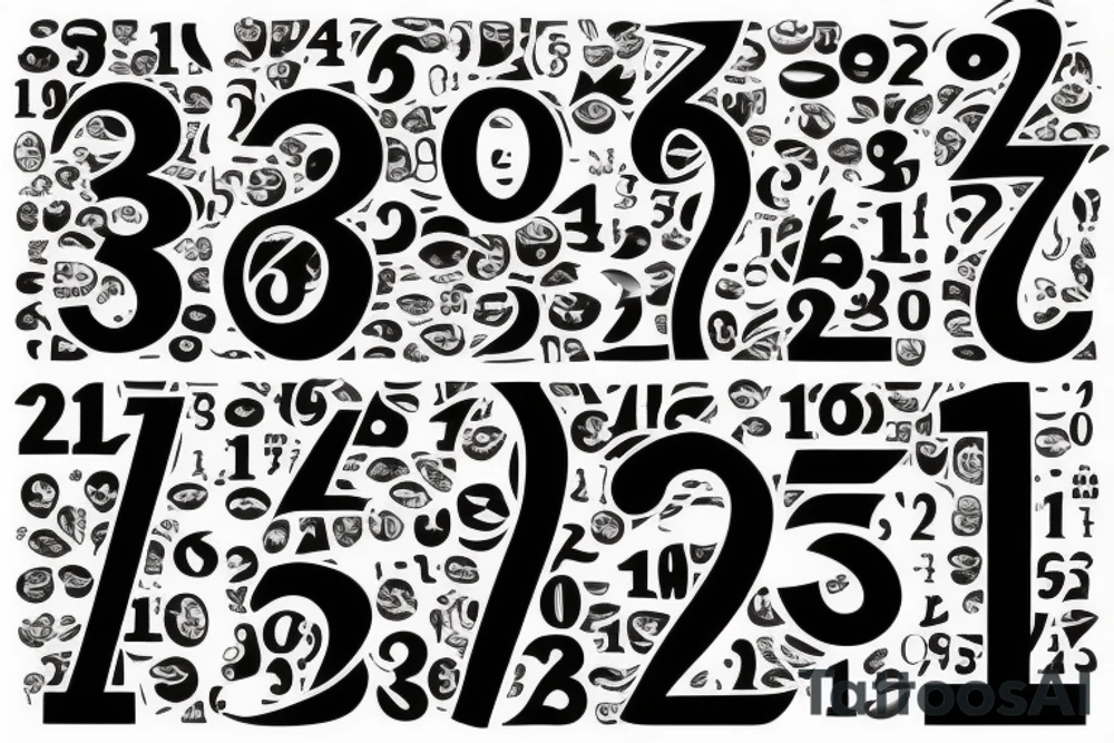 Black tatoo with numbers using 1, 2 and 6 tattoo idea