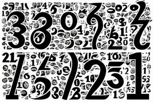 Black tatoo with numbers using 1, 2 and 6 tattoo idea