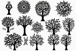 Mother father two little girls tree of life tattoo idea