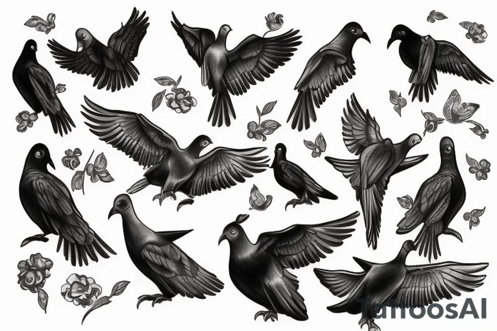 Watch with time 4:30 pm with some pigeons tattoo idea