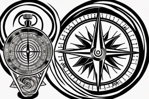 Band with compass and watch time 4/30 pm tattoo idea