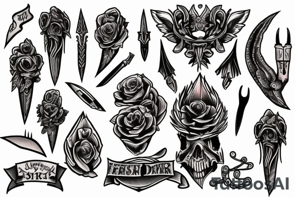American traditional dagger tattoo idea