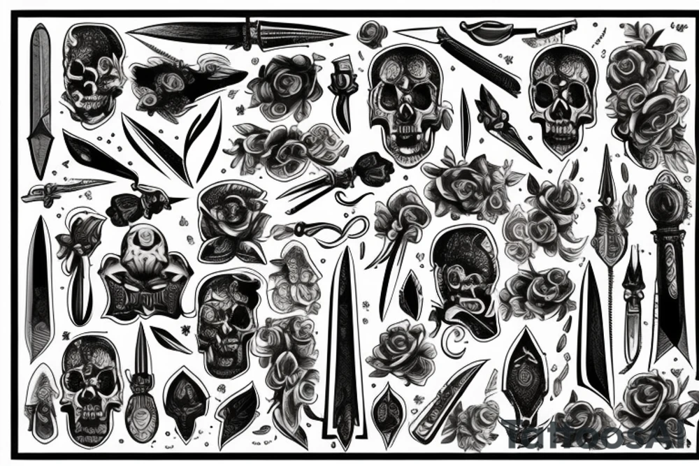 American traditional dagger tattoo idea