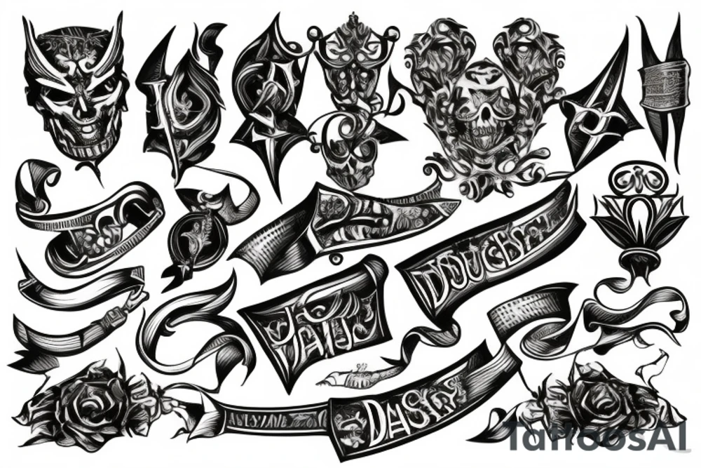dagger with banner tattoo idea