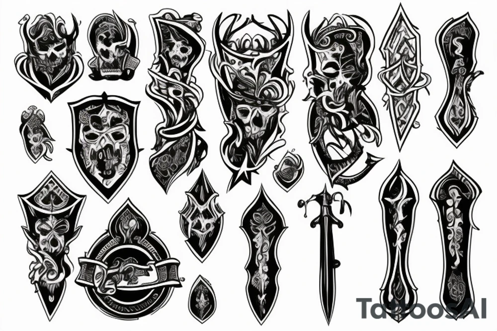 dagger with banner tattoo idea