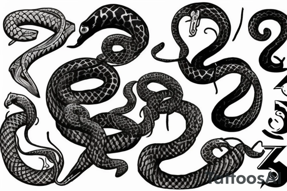 snake with numbers 444 tattoo idea