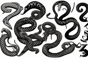 snake with numbers 444 tattoo idea