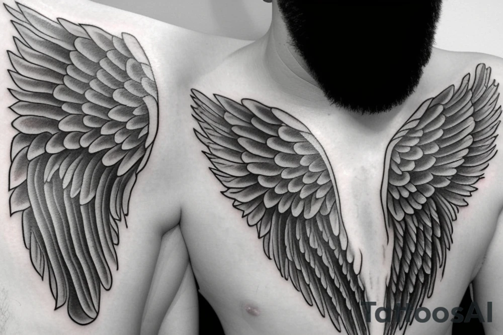 Angel wings with numbers 222 tattoo idea