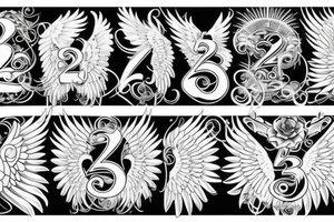 Angel wings with numbers 222 tattoo idea