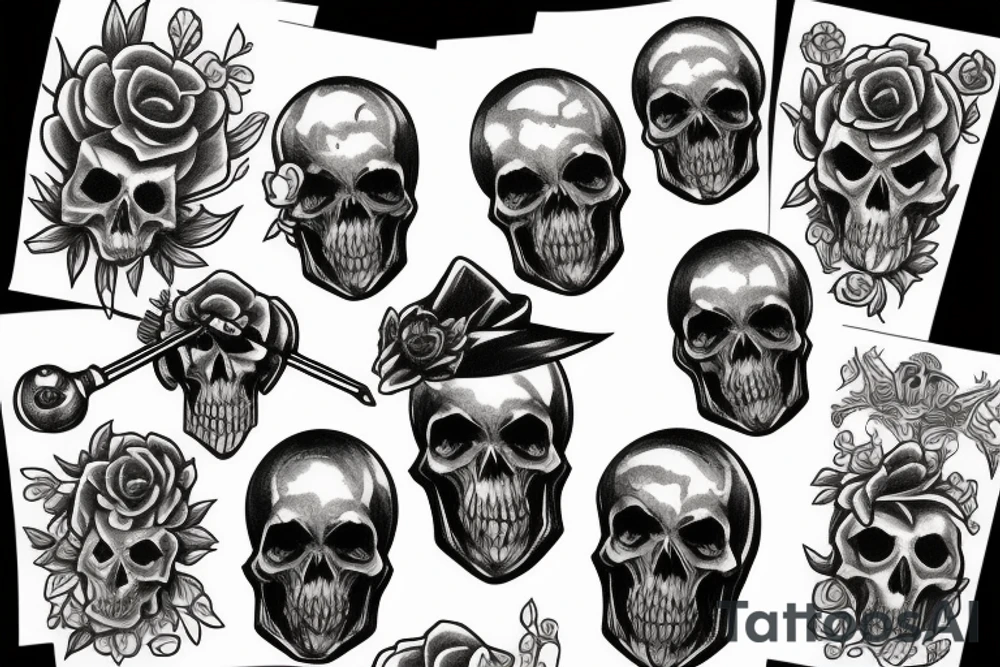 American Traditional , Knight , Skull , Scythe tattoo idea