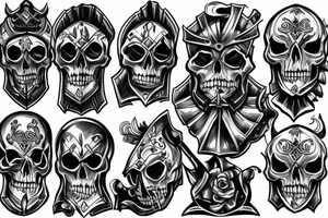 American Traditional Knight Skull tattoo idea