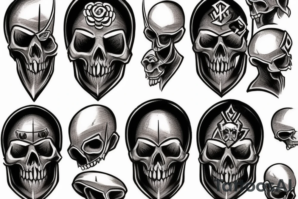 American Traditional Knight Skull tattoo idea