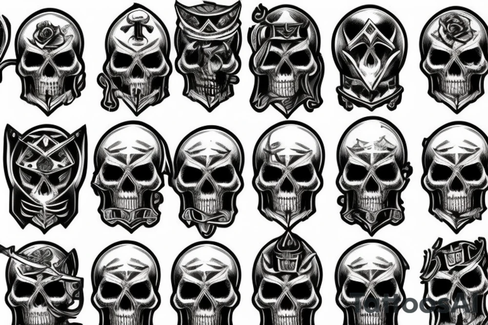 American Traditional Knight Skull tattoo idea