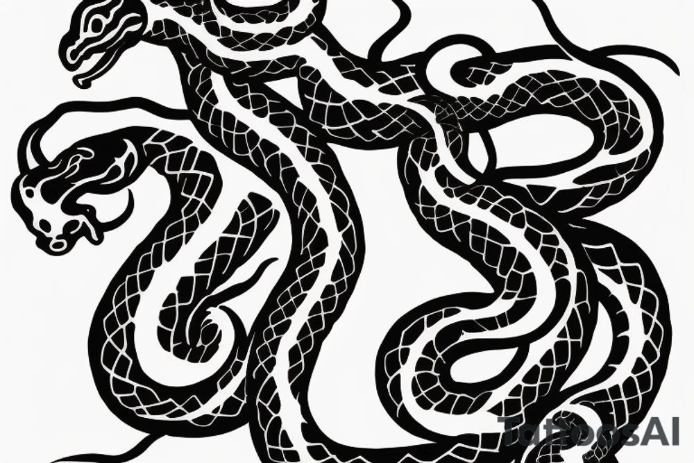Serpent tattoo with tail behind my right ear and traveling down the spine with the snake head at the base of the spine. tattoo idea