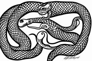 Serpent tattoo with tail behind my right ear and traveling down the spine with the snake head at the base of the spine. tattoo idea