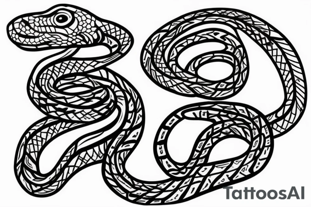 Snake tattoo down the spine with the snake head at the base of the spine tattoo idea