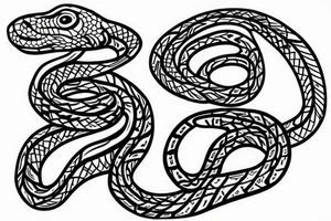 Snake tattoo down the spine with the snake head at the base of the spine tattoo idea