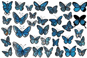 blue, butterfly, dark tattoo idea
