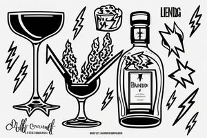 a glass of brandy with a lightning bolt inside it tattoo idea