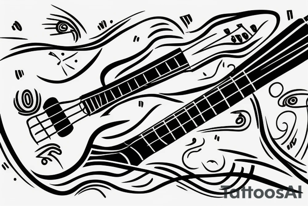 abstract bass guitar, single line tattoo idea