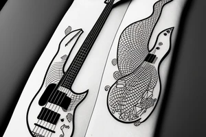 half bass guitar shape, single line, minimalistic tattoo idea