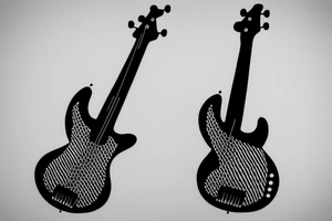 half bass guitar shape, single line, minimalistic tattoo idea