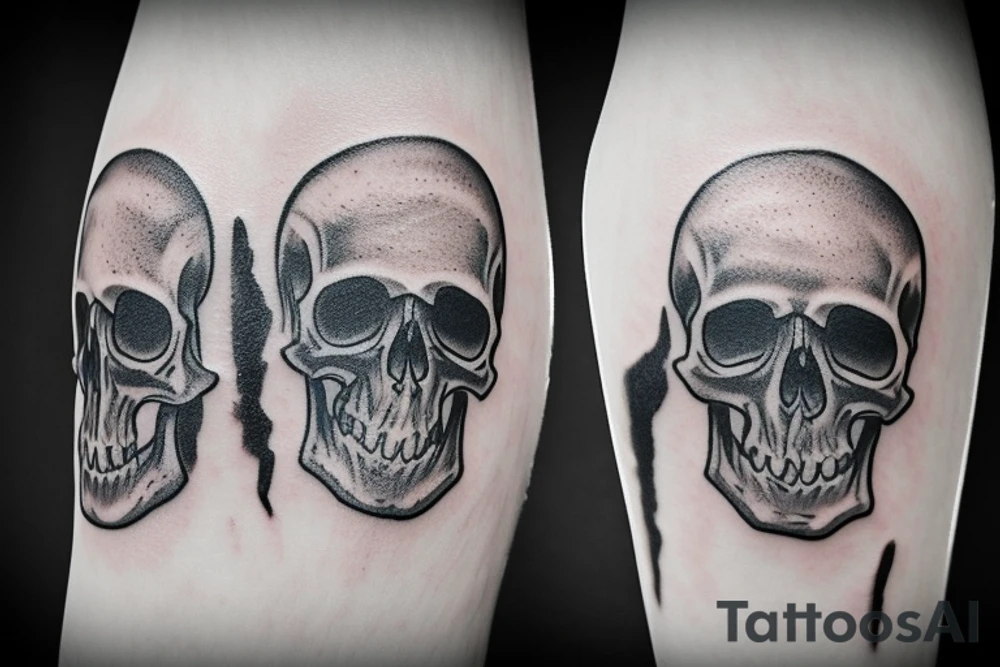 Skull coming out of sand tattoo idea