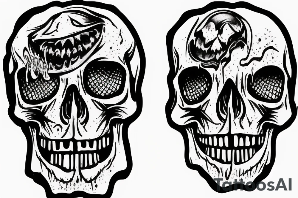 Skull screaming and escaping from sand tattoo idea