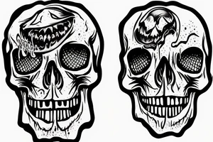 Skull screaming and escaping from sand tattoo idea