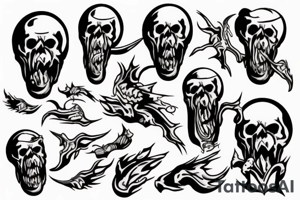 Skull screaming and escaping from sand tattoo idea
