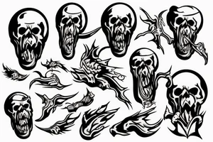 Skull screaming and escaping from sand tattoo idea