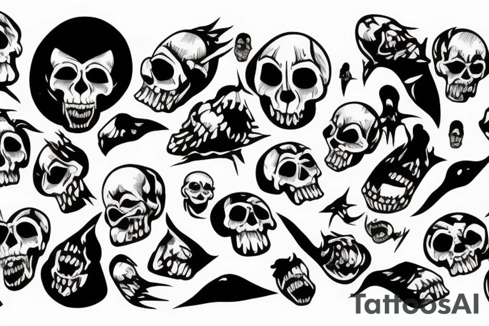 Skull screaming and escaping from sand tattoo idea