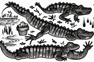 A alligator in a swamp tattoo idea