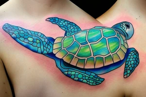 Turtle swimming in ocean tattoo idea