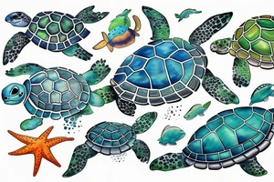 Turtle swimming in ocean tattoo idea